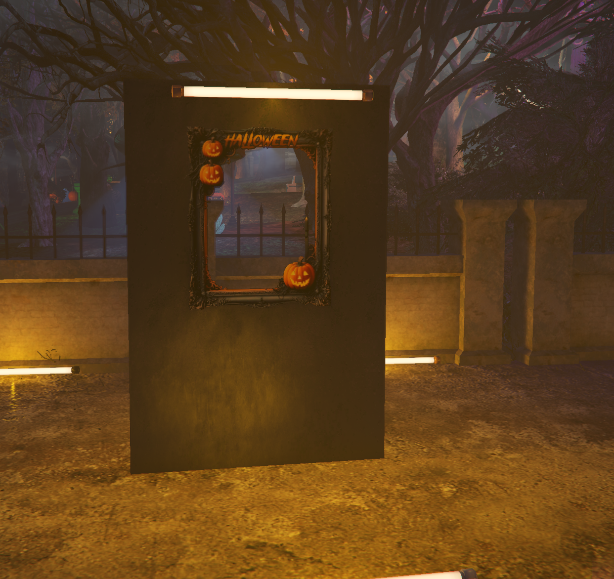 Illuminated mirror in the park