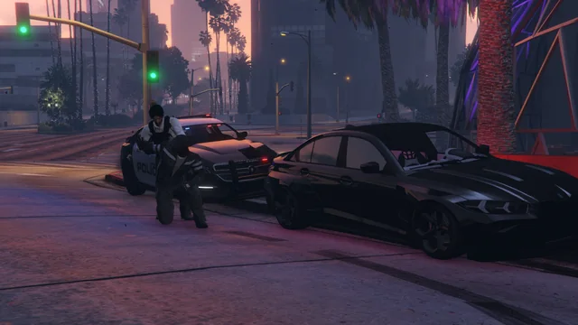 Police cruiser and sports interceptor in New Era Community